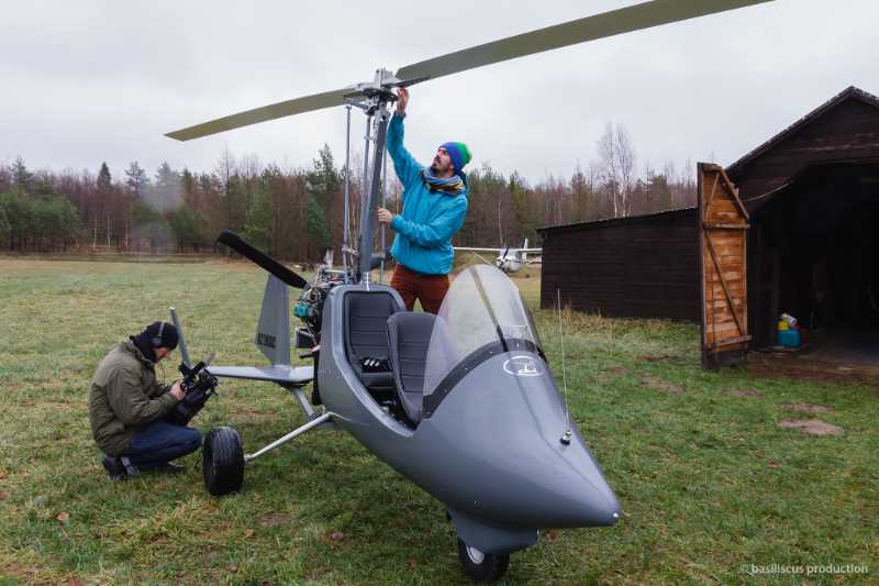 Dreharbeiten TV-Beitrag Fotograf Gyroplane