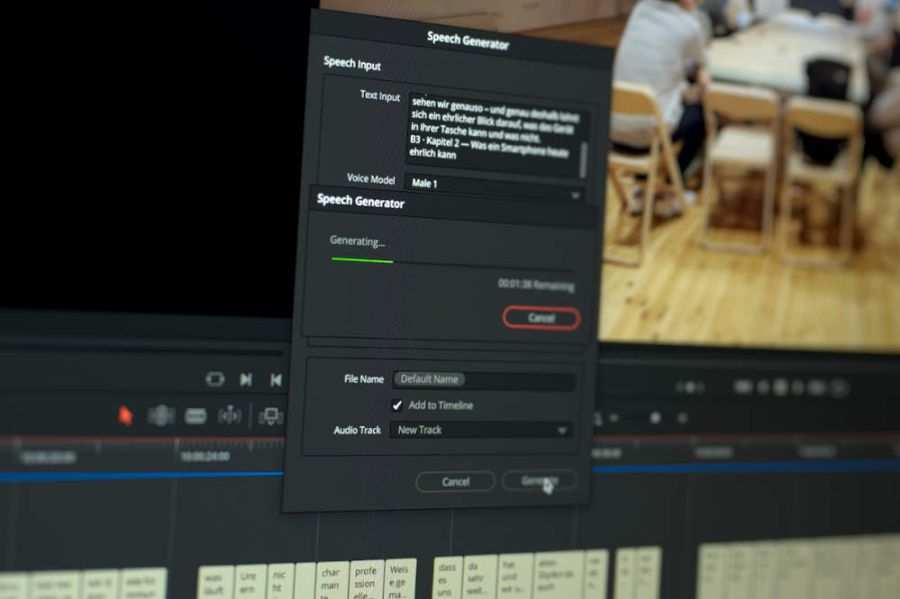 Postproduktion Berlin Davinci-Resolve 21 Speech Generator