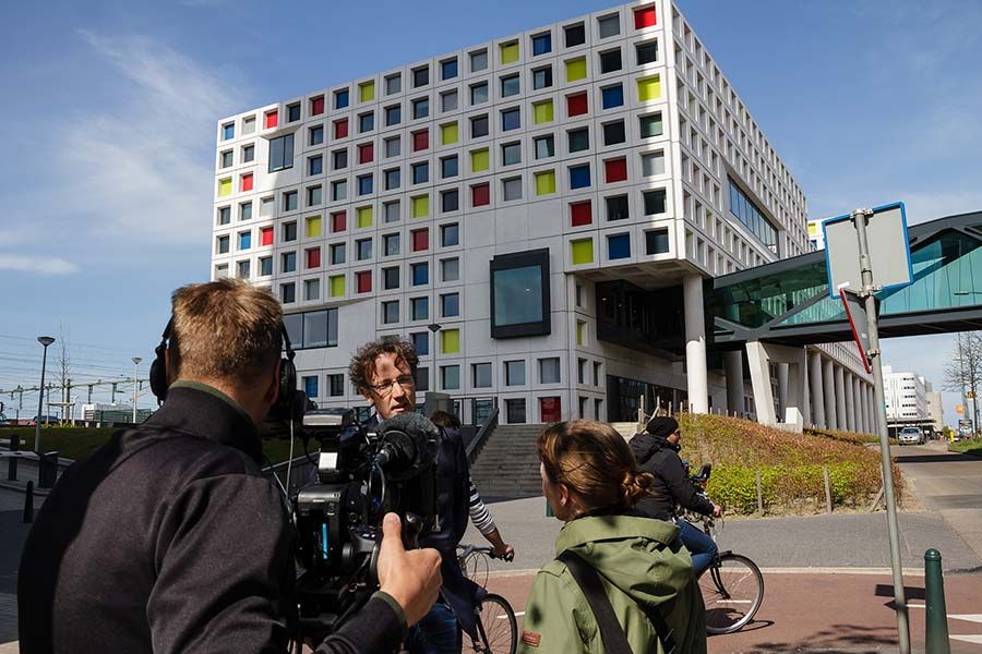Dreharbeiten über Architektur in Den Haag zu Piet Mondrian
